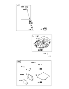 Crankcase Cover/Sump And Lubrication Group Diagram and Parts List for 92J0B-0006-H1  Briggs and Stratton Engine